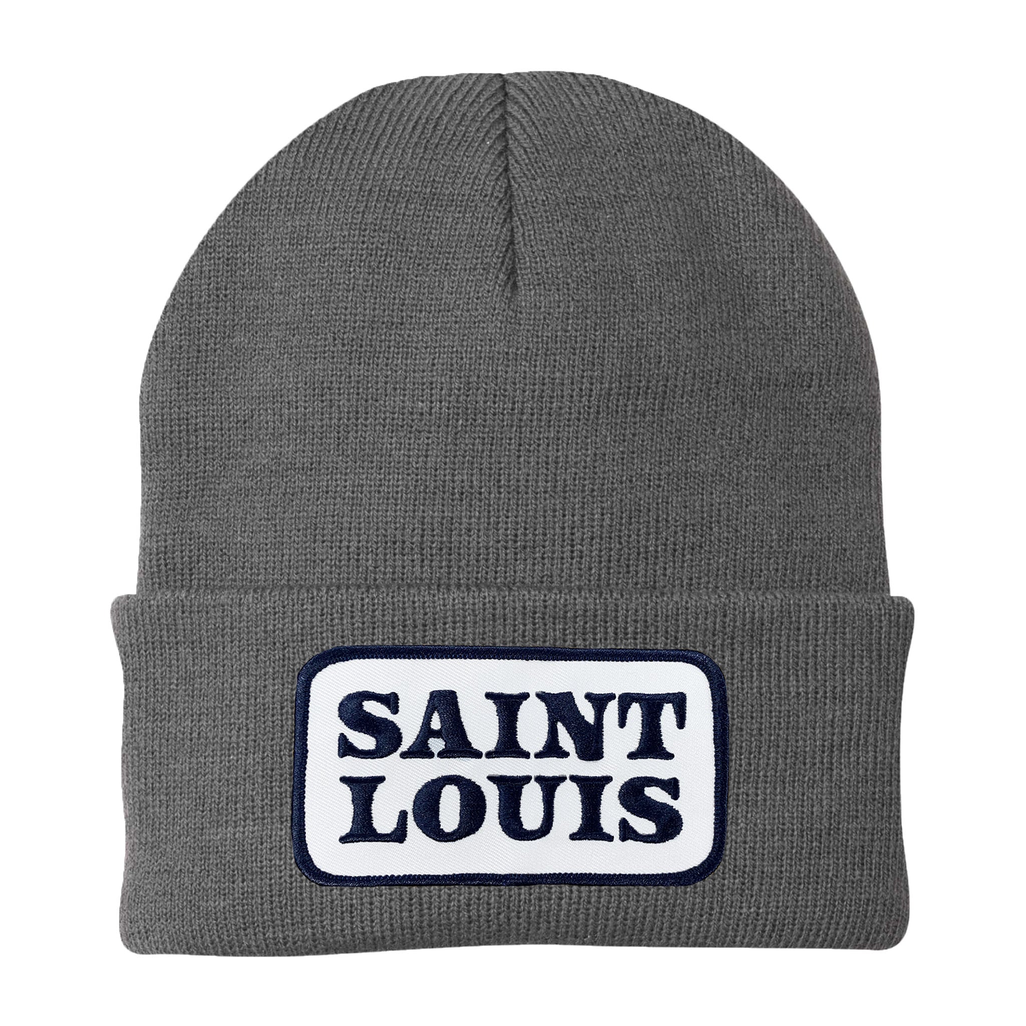 Saint Louis Navy Patch Knit Beanie Hat Grey – Series Six