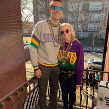 Load image into Gallery viewer, Mardi Gras Color Block Crewneck Unisex Sweatshirt