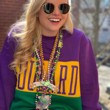 Load image into Gallery viewer, Mardi Gras Color Block Crewneck Unisex Sweatshirt