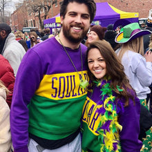 Load image into Gallery viewer, Mardi Gras Color Block Crewneck Unisex Sweatshirt