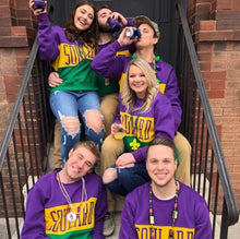 Load image into Gallery viewer, Mardi Gras Color Block Crewneck Unisex Sweatshirt