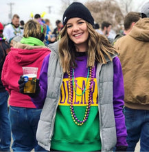 Load image into Gallery viewer, Mardi Gras Color Block Crewneck Unisex Sweatshirt