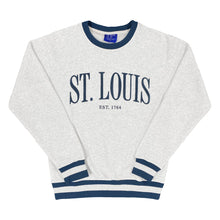 Load image into Gallery viewer, St. Louis Color Block Crewneck Unisex Sweatshirt - Ash/Navy
