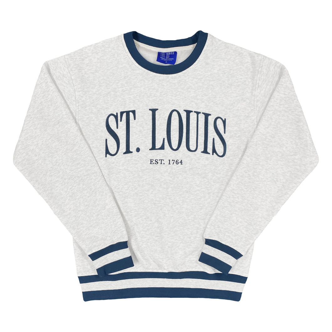 St. Louis Color Block Crewneck Unisex Sweatshirt - Ash/Navy