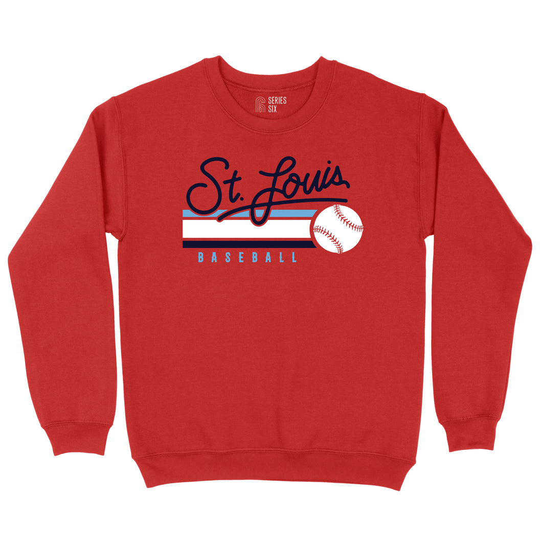 St. Louis Baseball Script Crewneck Unisex Sweatshirt - Red