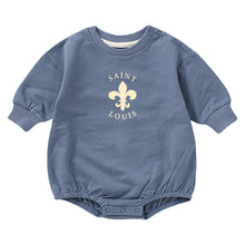 Load image into Gallery viewer, Saint Louis Fleur de Lis Baby Onesie Bubble Romper - Blue
