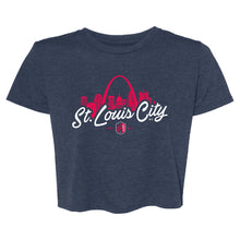 Load image into Gallery viewer, St. Louis CITY SC Script Skyline Cropped T-Shirt
