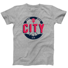 Load image into Gallery viewer, St. Louis CITY SC CITY Soccer Ball Unisex Short Sleeve T-Shirt - Grey
