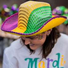 Load image into Gallery viewer, Mardi Gras Sequin Cowboy Hat
