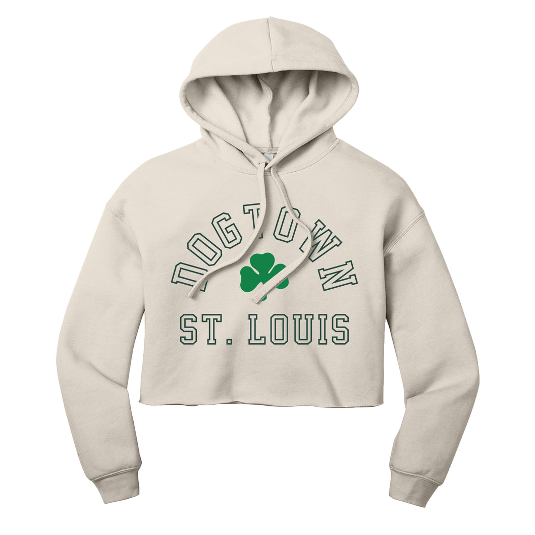 Dogtown St. Louis St. Patrick's Day Hooded Cropped Sweatshirt - Ivory