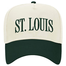 Load image into Gallery viewer, St. Louis Puff Embroidered Structured Snapback Hat - Green + Tan
