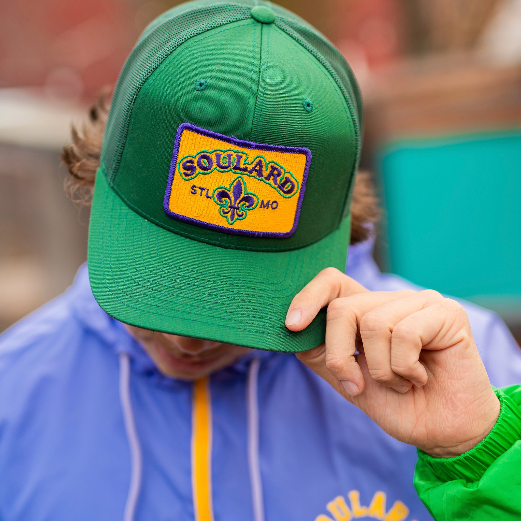 Soulard Patch Mardi Gras Snapback Trucker Hat - Green 