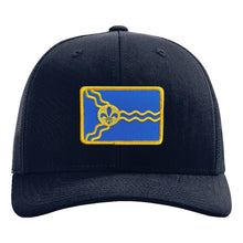 Load image into Gallery viewer, St. Louis Hockey Flag Patch Snapback Trucker Hat - Navy
