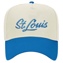 Load image into Gallery viewer, St. Louis Script Puff Embroidered Structured Snapback Hat
