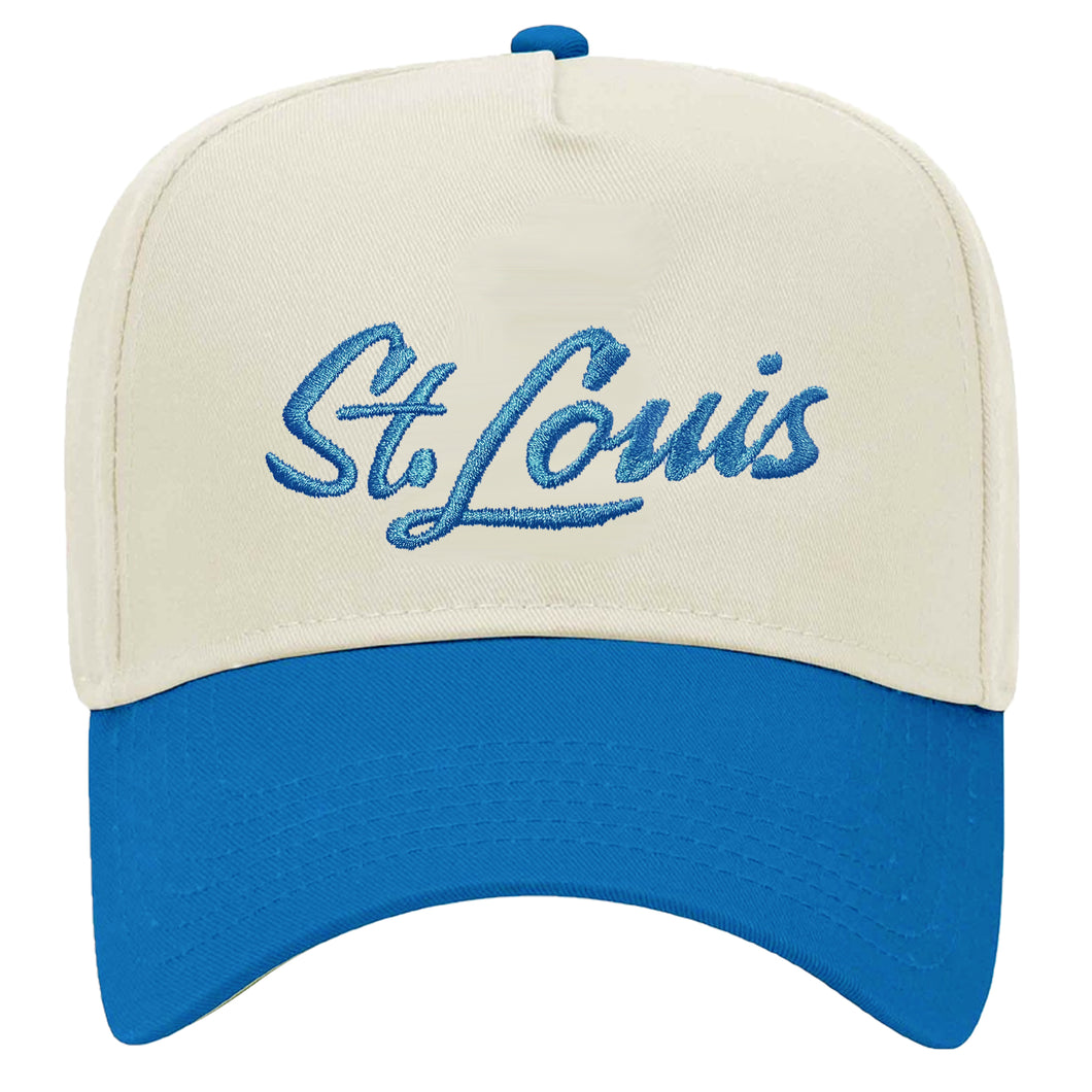 St. Louis Script Puff Embroidered Structured Snapback Hat