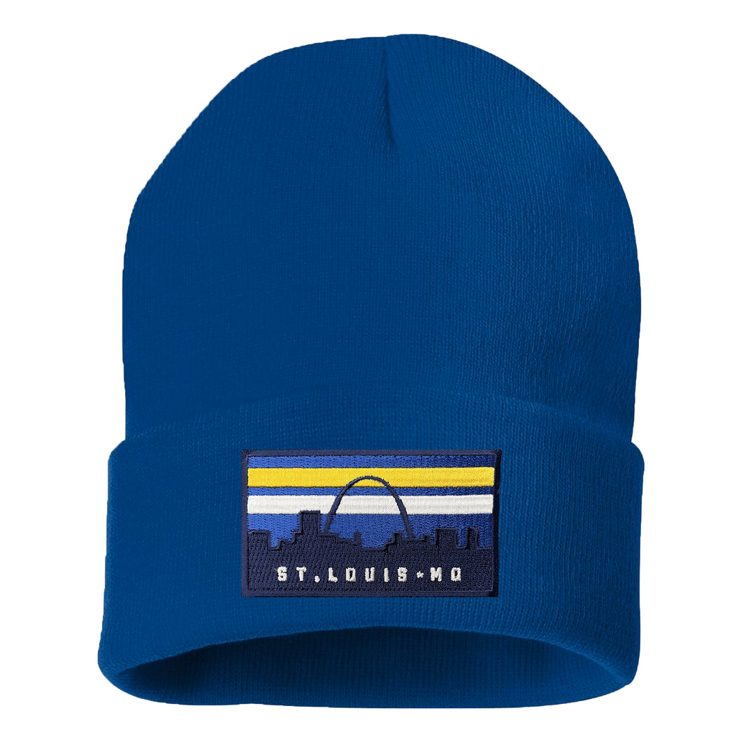 Hockey Skyline Patch Knit Beanie Hat - Royal Blue