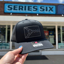 Load image into Gallery viewer, Black STL Flag Patch Snapback Trucker Hat
