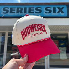 Load image into Gallery viewer, Budweiser Puff Embroidered Structured Snapback Hat
