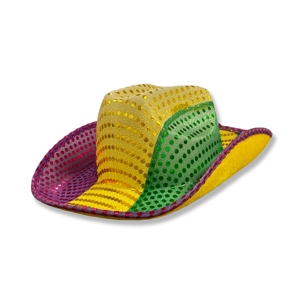 Mardi Gras Sequin Cowboy Hat