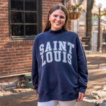 Load image into Gallery viewer, Saint Louis Mock-Neck Unisex Sweatshirt - Navy
