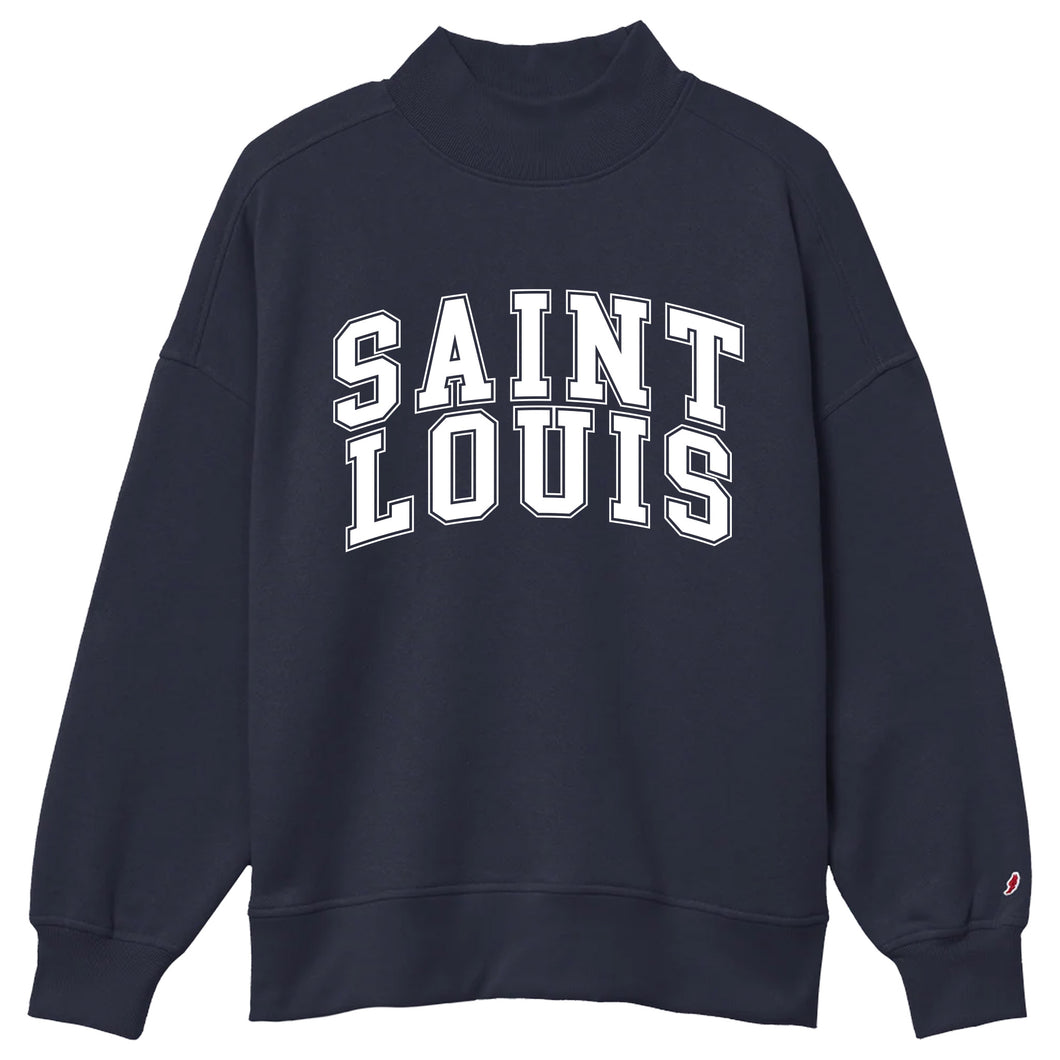 Saint Louis Mock-Neck Unisex Sweatshirt - Navy