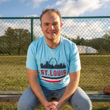 Load image into Gallery viewer, Retro St. Louis Arch Unisex Short Sleeve T-Shirt - Light Blue
