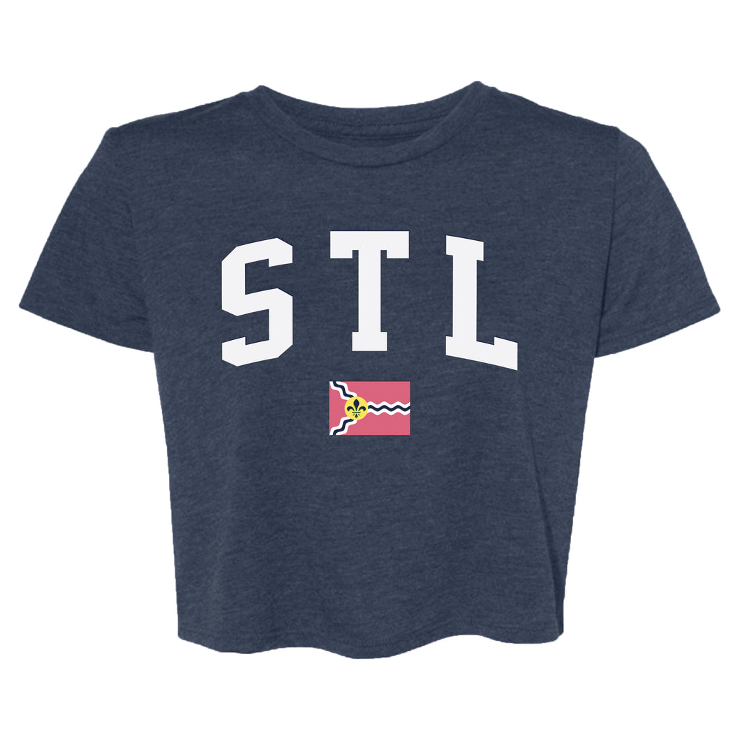 STL Flag Cropped T-Shirt - Navy