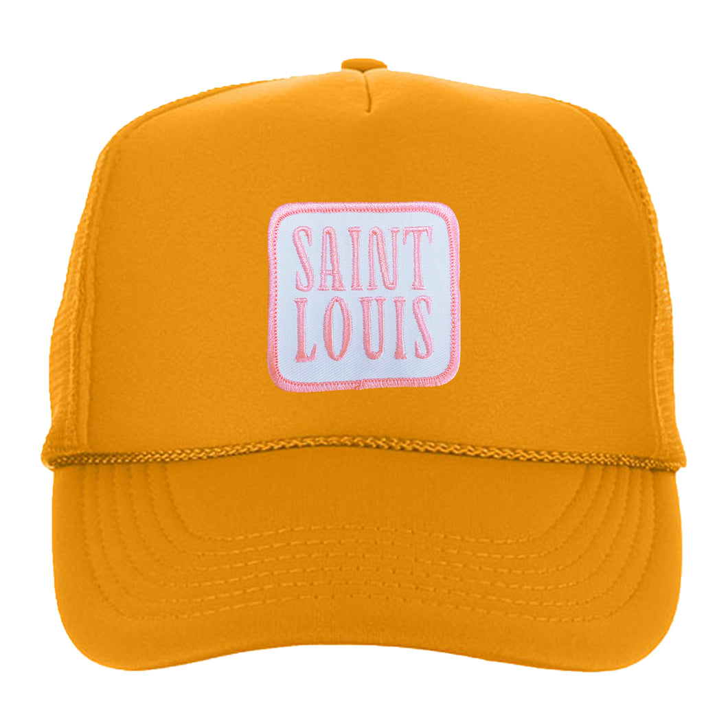 Saint Louis Patch Foam Snapback Trucker Hat - Gold