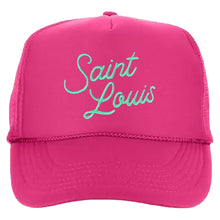 Load image into Gallery viewer, Saint Louis Script Foam Snapback Trucker Hat - Hot Pink
