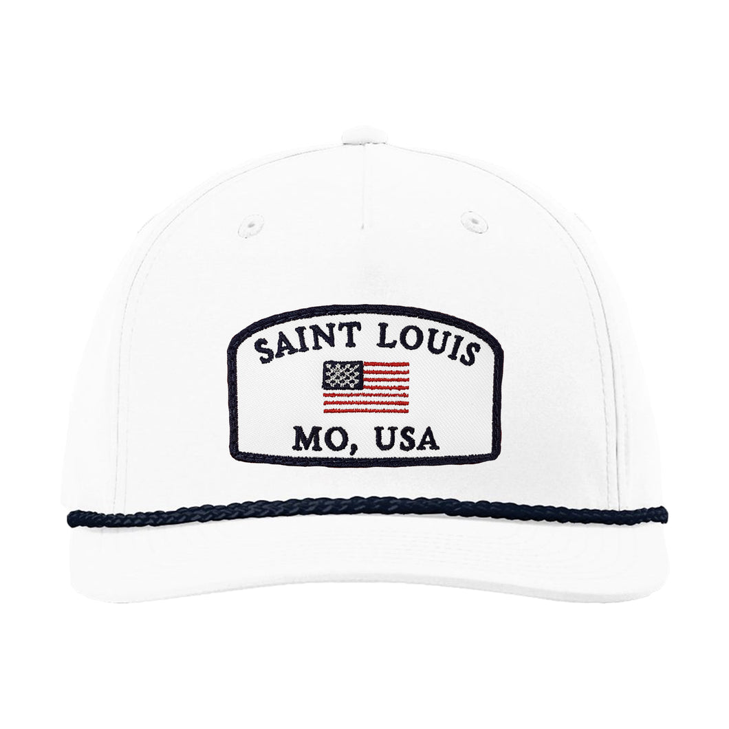 Saint Louis USA Five Panel Rope Hat - White