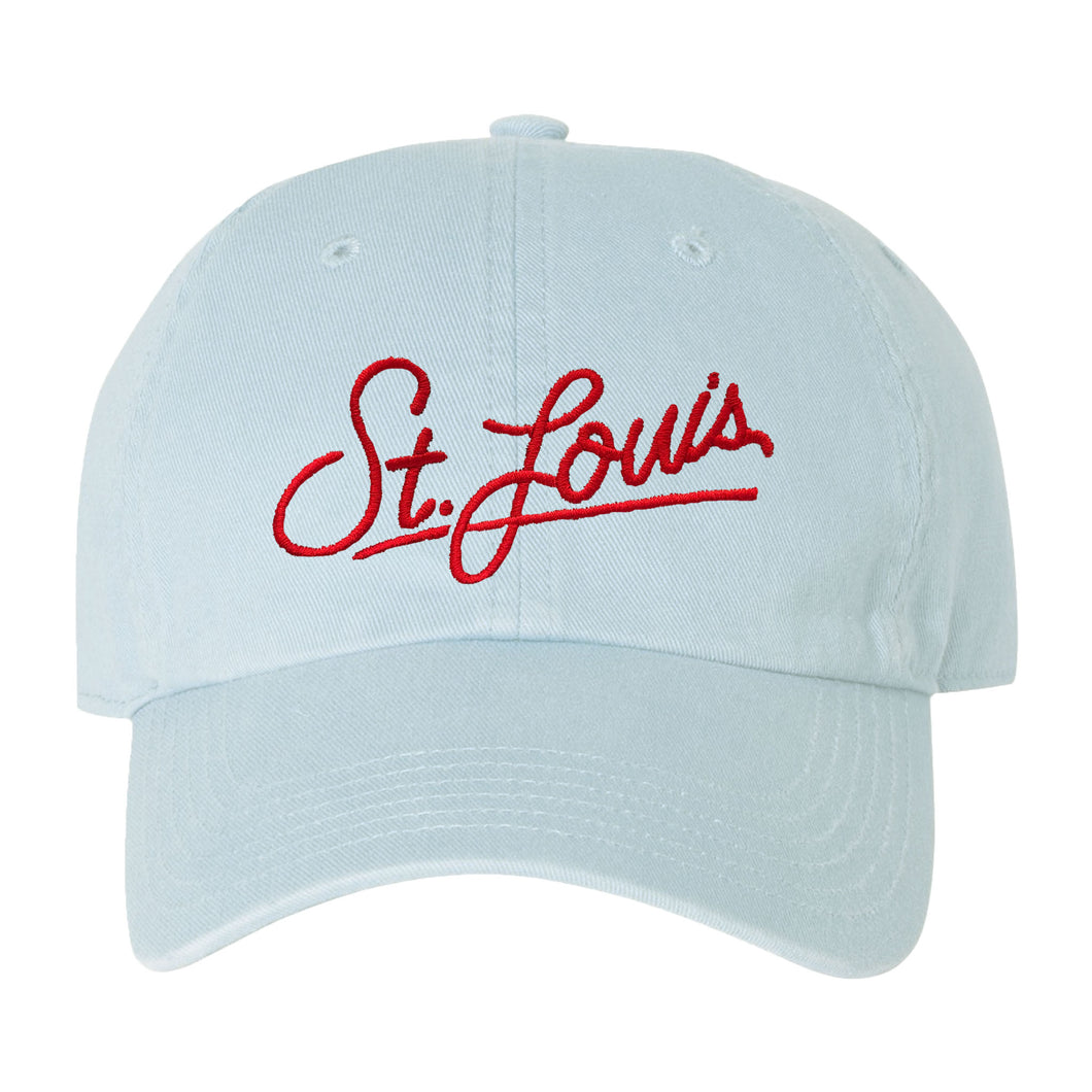St. Louis Script Soft Style Hat - Powder Blue