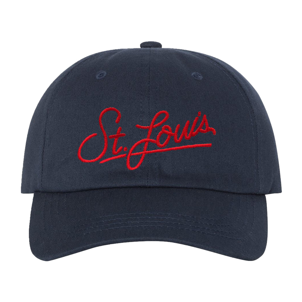 St. Louis Script Soft Style Hat - Navy