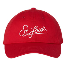 Load image into Gallery viewer, St. Louis Script Soft Style Hat - Red
