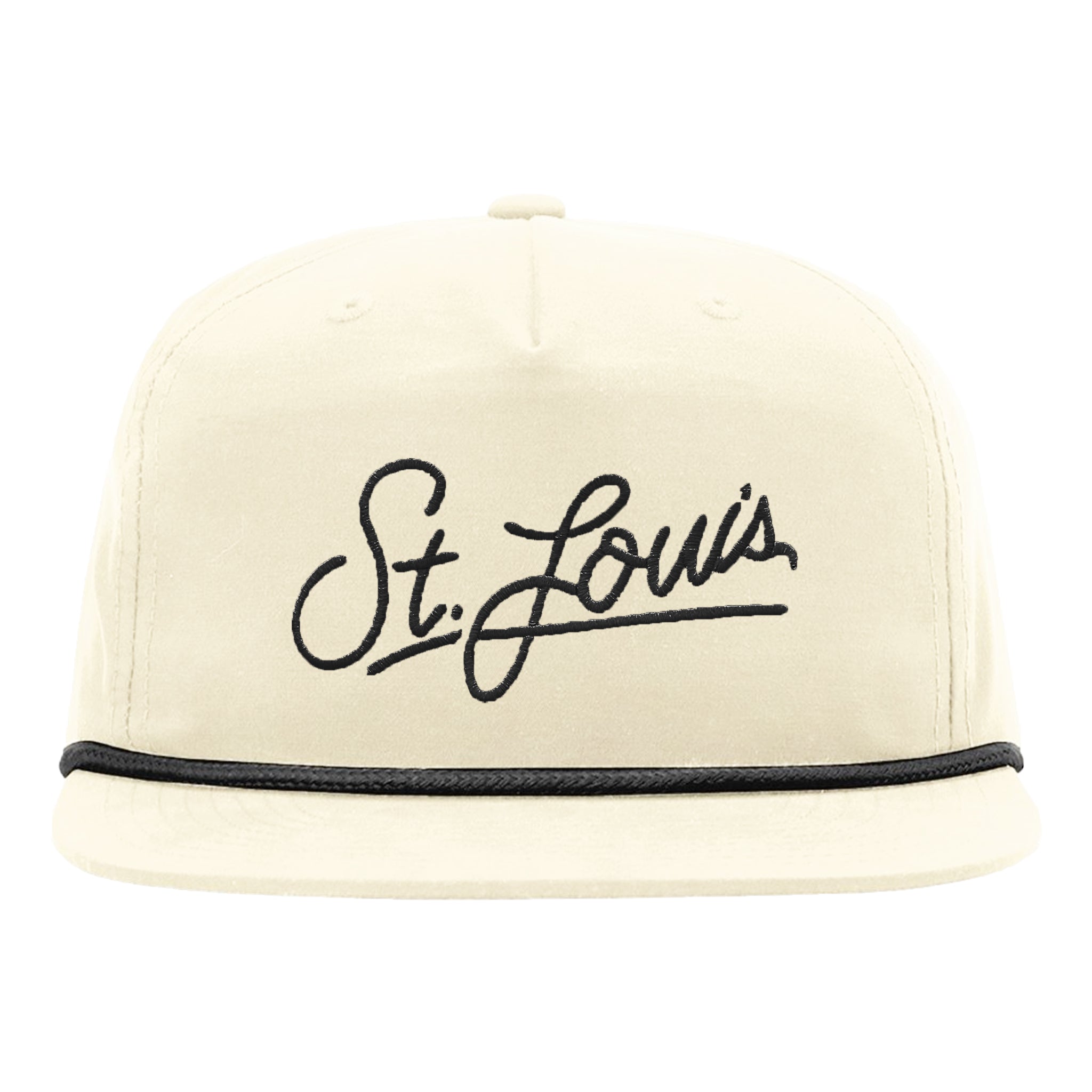 St. Louis Script Rope Bill Snapback Hat - Ivory + Black – Series Six