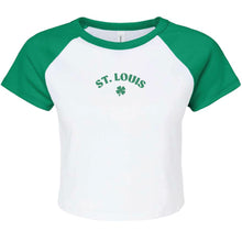 Load image into Gallery viewer, St. Louis Shamrock Cropped Raglan T-Shirt - Green
