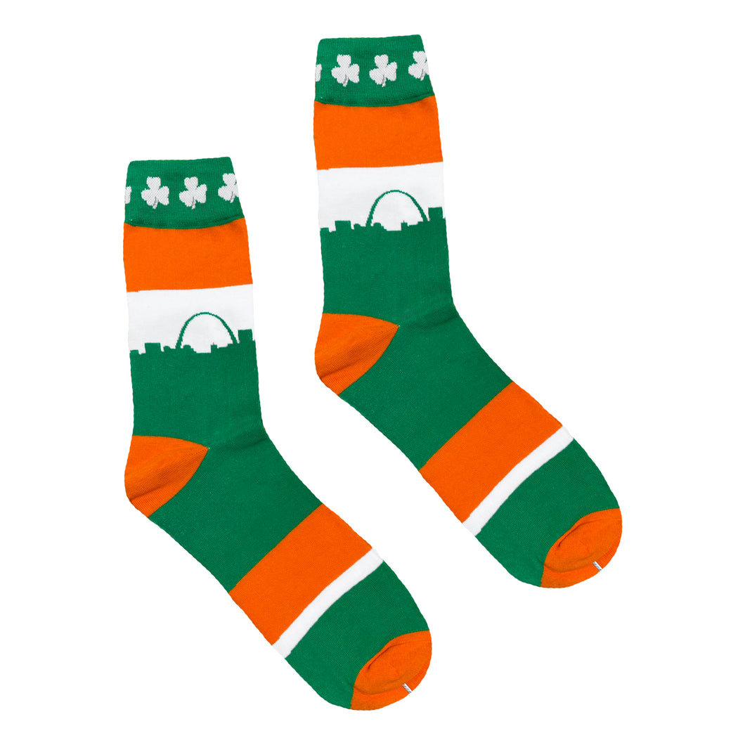 Shamrock Skyline St. Patrick's Day Irish Socks - Kelly Green