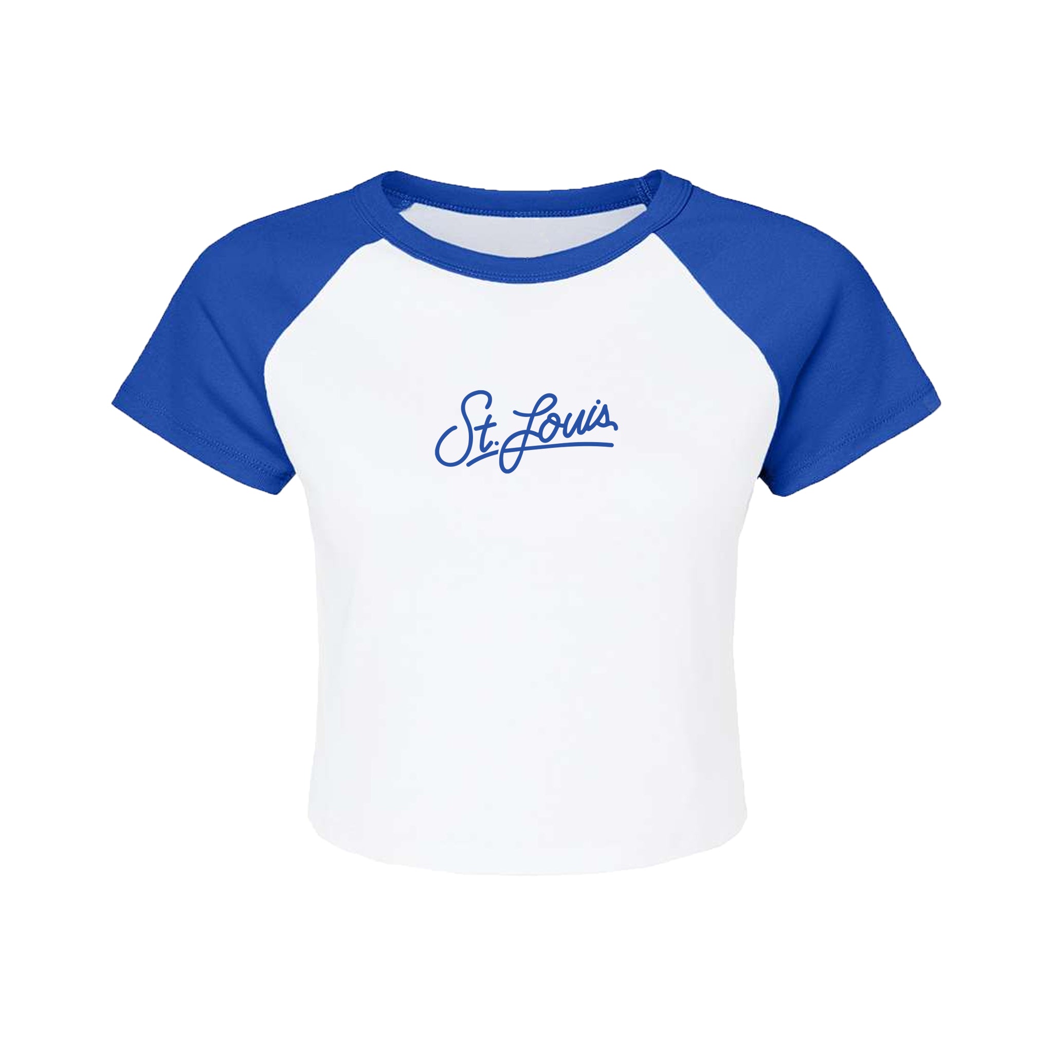 St. Louis Script Cropped Raglan T-Shirt - Royal – Series Six