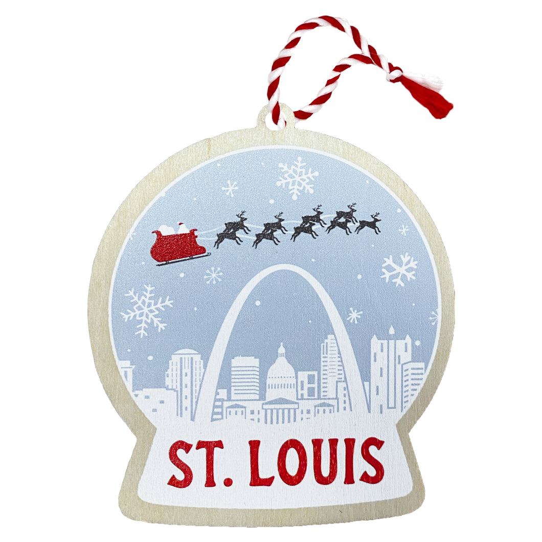 St. Louis Snowglobe Wooden Ornament