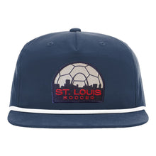 Load image into Gallery viewer, Soccer Skyline Patch Rope Snapback Trucker Hat
