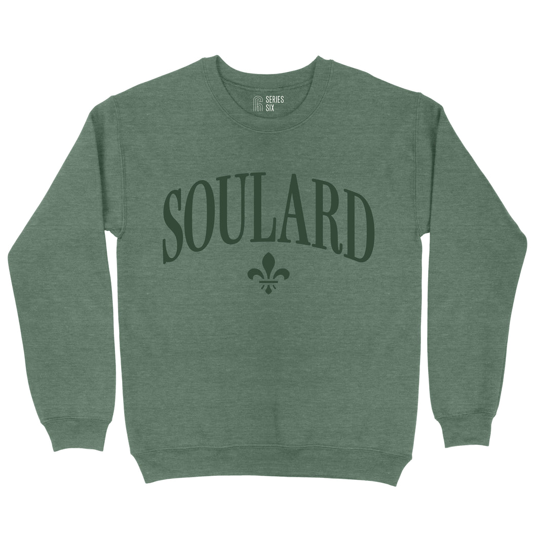 Soulard Fleur De Lis Crewneck Unisex Sweatshirt - Heather Forest