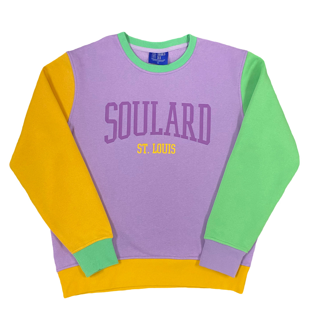 Soulard Color Block Crewneck Unisex Sweatshirt - Light Purple