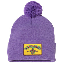 Load image into Gallery viewer, Soulard Patch Knit Beanie with Pom Hat - Purple
