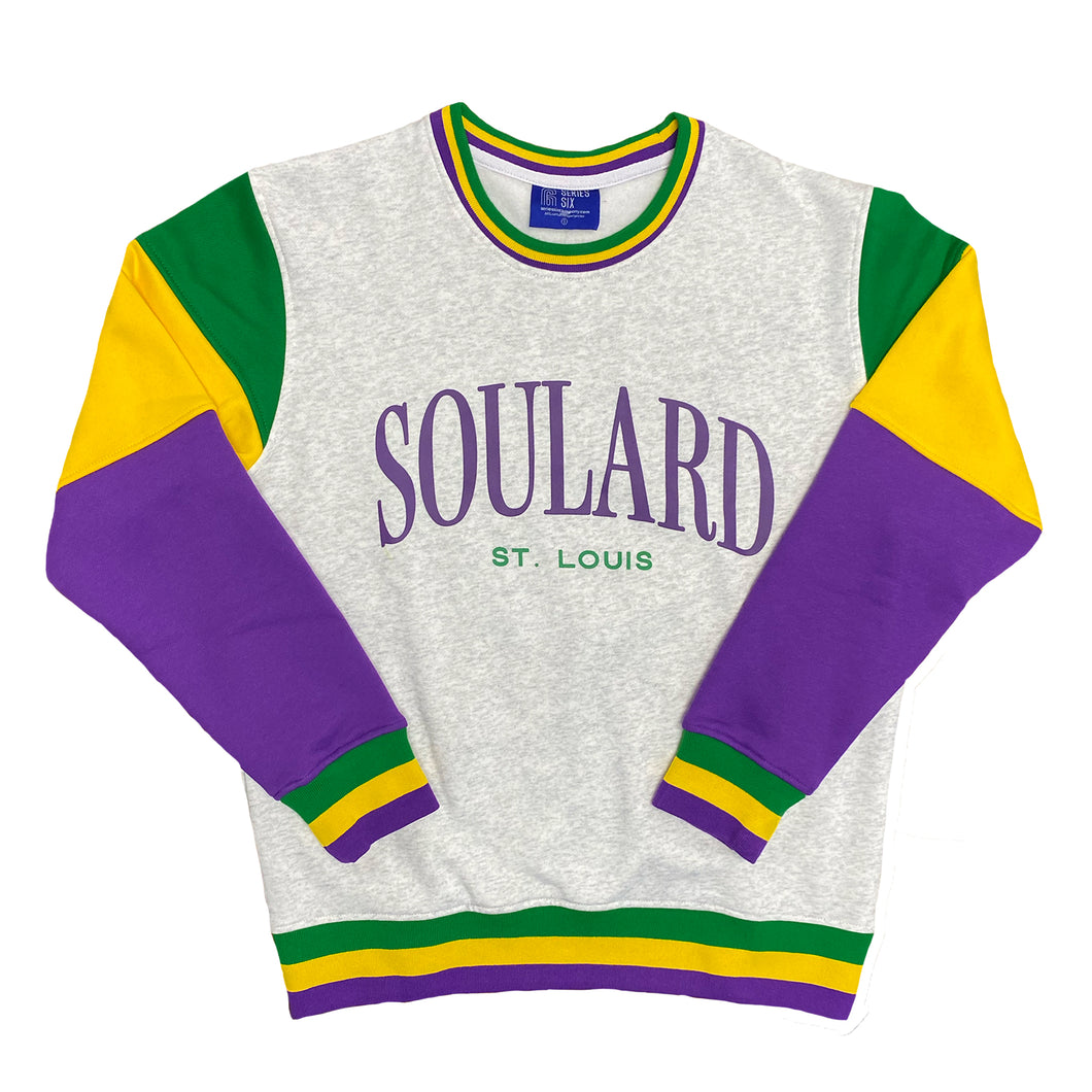 Soulard Color Block Sleeves Crewneck Unisex Sweatshirt - Ash