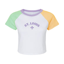 Load image into Gallery viewer, St. Louis Mardi Gras Cropped Raglan T-Shirt
