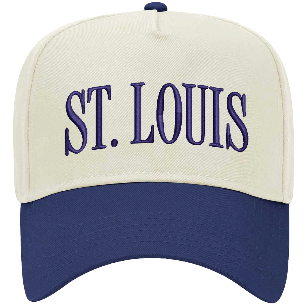 St. Louis Puff Embroidered Structured Snapback Hat - Royal + Tan