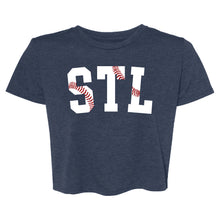 Load image into Gallery viewer, STL Stitches Cropped T-Shirt - Navy
