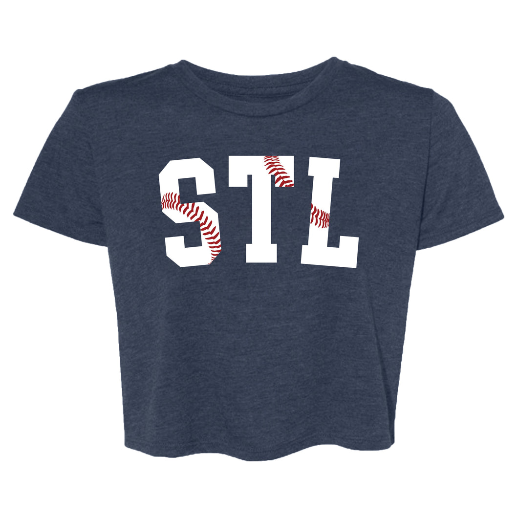 STL Stitches Cropped T-Shirt - Navy