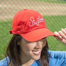 Load image into Gallery viewer, St. Louis Script Soft Style Hat - Red
