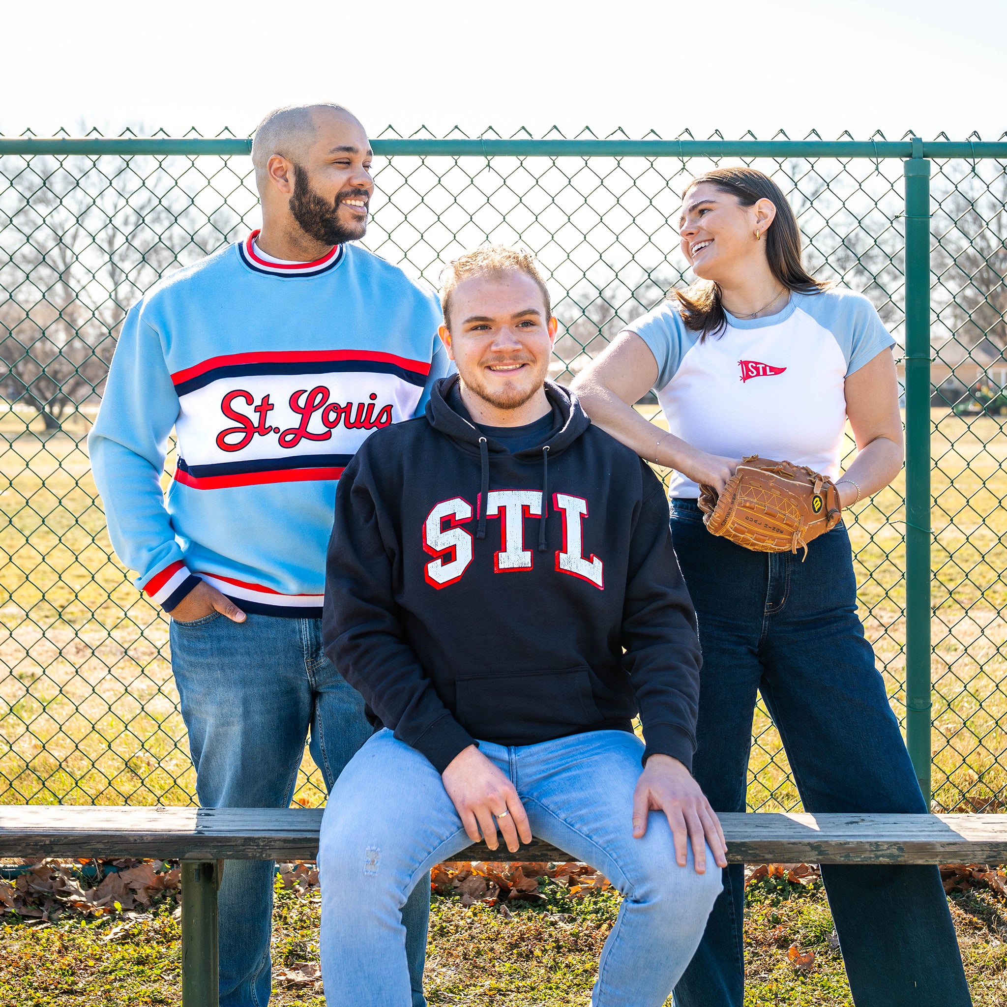 St. Louis Baseball Light Blue Color Block Crewneck Unisex