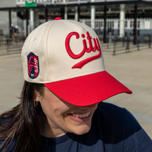 Load image into Gallery viewer, St. Louis CITY SC Script Puff Embroidered Structured Snapback Hat
